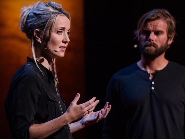 The authors of South of Forgiveness at a TED talk