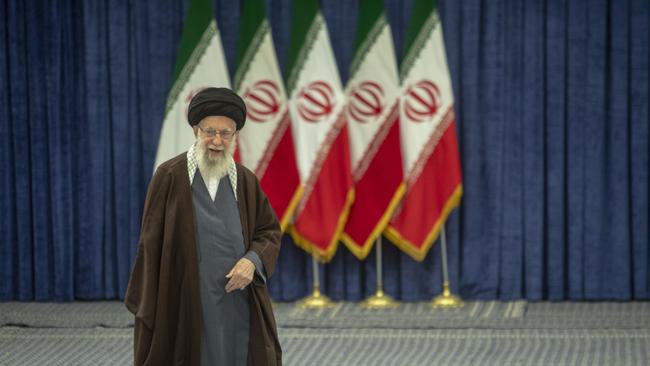 Ayatollah Ali Khamenei, Iran’s supreme leader, center, in Tehran in March. Picture: Majid Saeedi/Getty Images