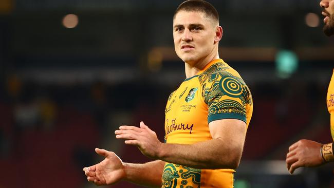 BRISBANE, AUSTRALIA - JULY 09:  James O'Connor of the Wallabies after game two of the International Test Match series between the Australia Wallabies and England at Suncorp Stadium on July 09, 2022 in Brisbane, Australia. (Photo by Chris Hyde/Getty Images)