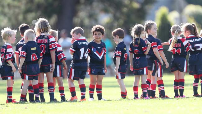 Erina’s under-6 team at the Erina vs Terrigal first grade clash at Erina Oval. Picture: Sue Graham