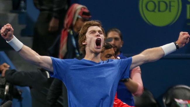 Andrey Rublev will take on Sam Querry on centre court. Picture: Mustafa Abumunes/AFP