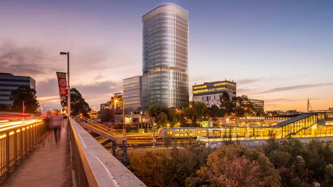 An artist impression of the commercial office tower on Bigge St, Liverpool.