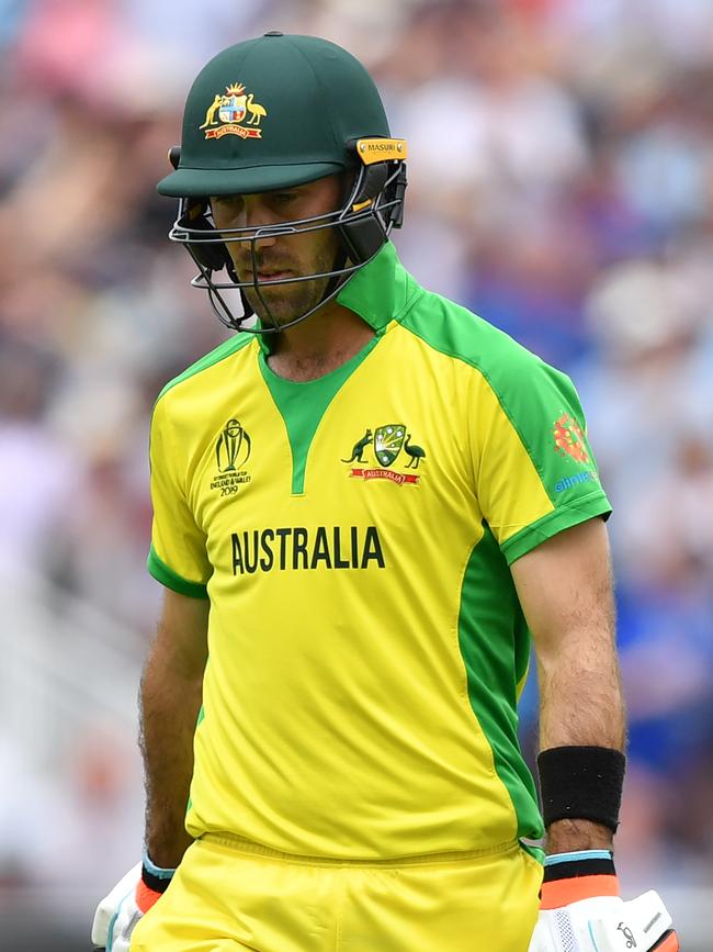 Glenn Maxwell’s erratic World Cup form saw him omitted from the Ashes Test squad. Picture: Paul Ellis/AFP