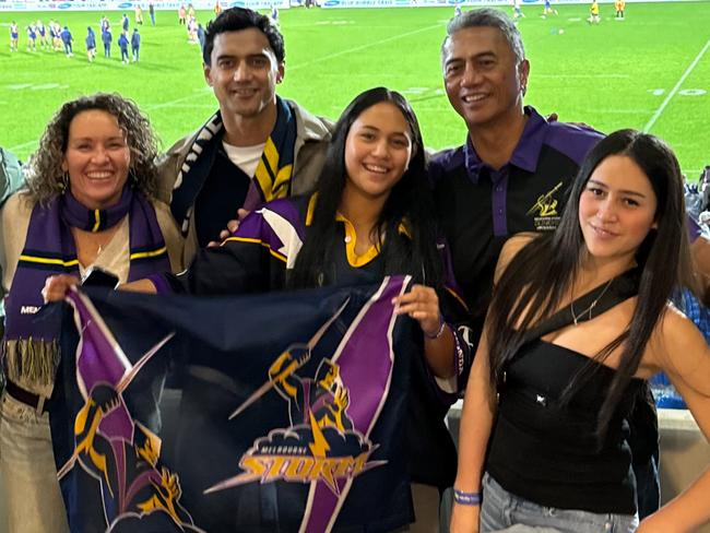 Hayley, Tyme, Phoenix, Tawera and Nyah at a Warriors v Storm game this year.