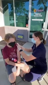 Kids aged between 5 and 11 began receiving their first COVID-19 vaccine doses on November 3, following approval from the Centers for Disease Control. These videos posted to Instagram by momendeavors shows her two children receiving the vaccine at a clinic in Peoria, Arizona. The CDC voted unanimously to recommend the pediatric COVID-19 vaccine for children between the ages of 5 and 11, which could be given at any of “tens of thousands of locations including pharmacies, pediatricians’ offices, schools, and more,” the White House said. Credit: momendeavors via Storyful