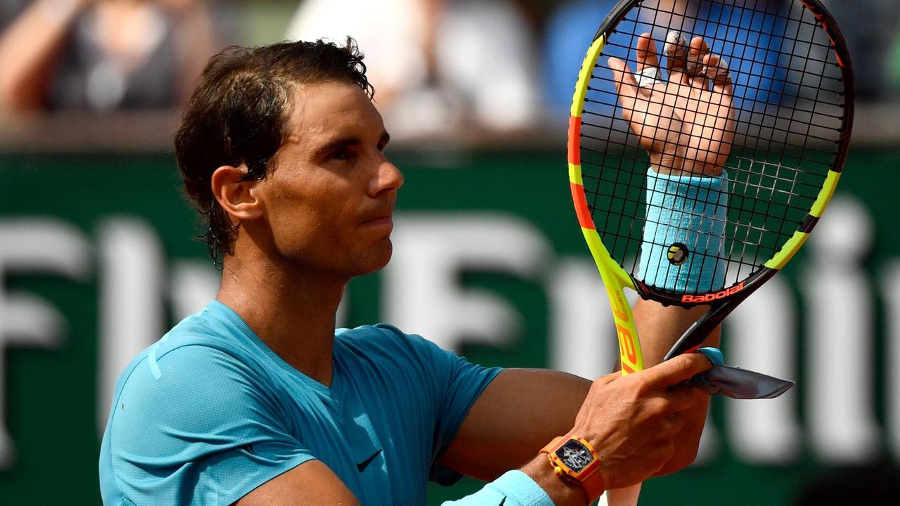 Rafael Nadal acknowledges the crowd after beating Richard Gasquet.