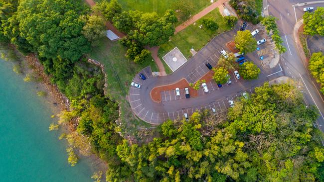 The City of Darwin last night passed a motion to green over the Darwin Cenotaph carpark on the Esplanade, pictured. Picture: Che Chorley