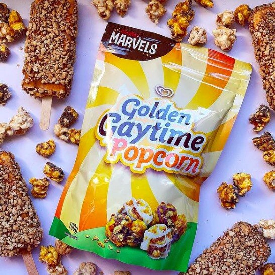 One eagle-eyed fan spotted Golden Gaytime popcorn at Coles in Geelong. Picture: Instagram/@foodfindsgeelong.