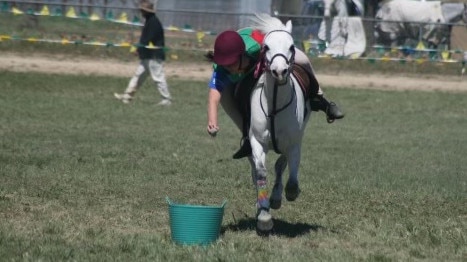 Jamie Kah competing in mounted games as a teenager. Picture: Supplied