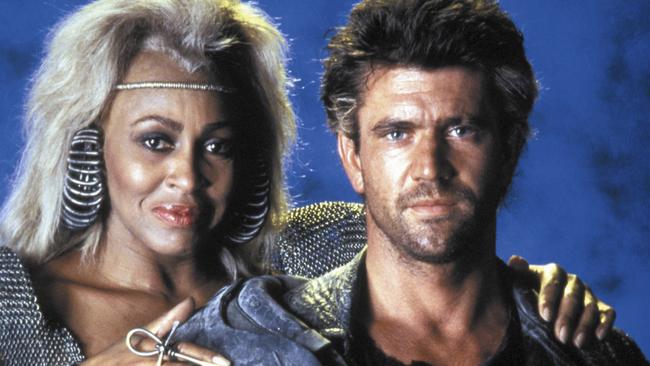 Tina Turner and actor Mel Gibson on the set of Mad Max Beyond Thunderdome. Picture: Getty Images