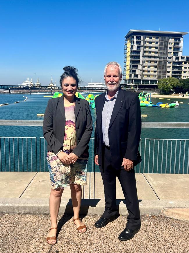 Environment Minister Lauren Moss and NT Controller of Water Resources Andrew Johnson announced $13.5m funding to implement the new Territory Water Plan. Picture: Supplied.