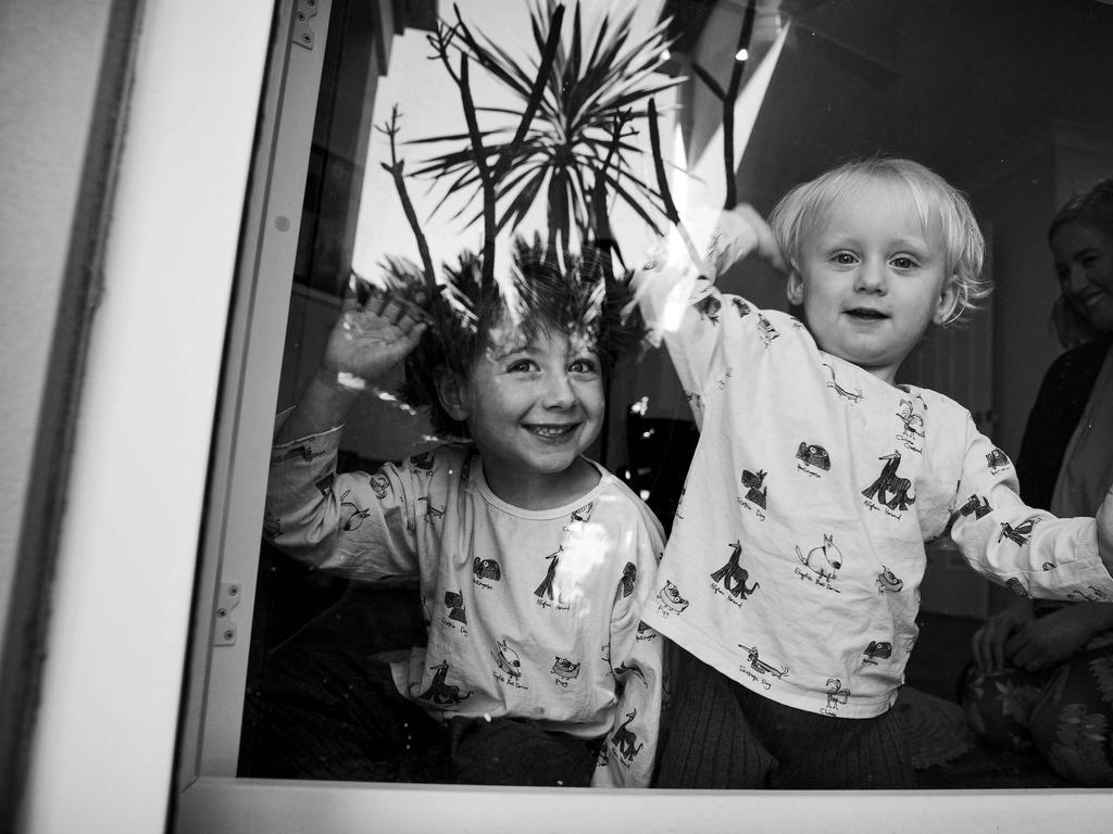 FACES OF LOCKDOWN: Emma Jenkins with her two sons Jasper, 4, and River, 23 months at her home in Abbotsbury. Picture: Christian Gilles