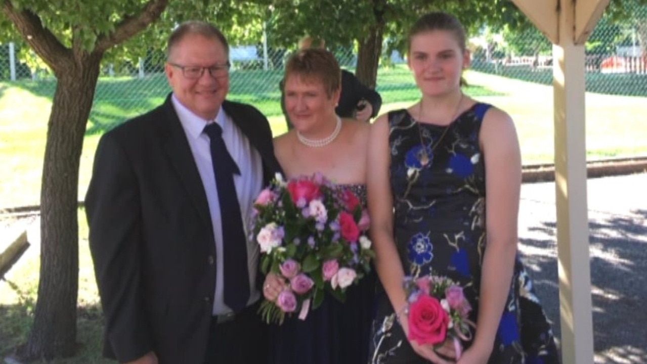 Gavin Dallow and Lisa Hosking on their wedding day with her daughter Zoe Hosking. Picture: Supplied