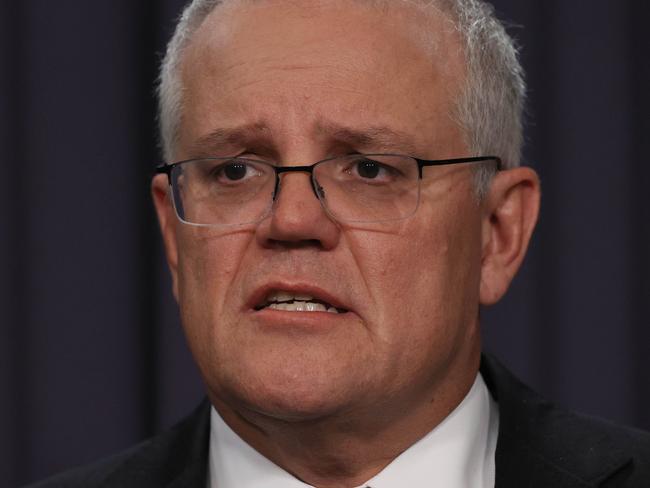 CANBERRA, AUSTRALIA NewsWire Photos MARCH, 23 2021: Prime Minister Scott Morrison during a press conference in Parliament House Canberra.Picture: NCA NewsWire / Gary Ramage