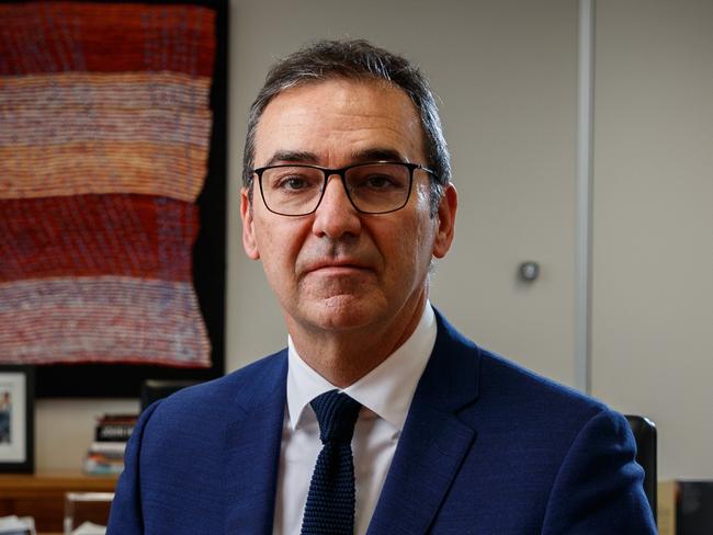 25/5/2020 SA Weekend Magazine cover shot. SA's four leaders who stared down coronavirus - Premier Steven Marshall, Chief Public Health Officer Professor Nicola Spurrier, Police Commissioner Grant Stevens, Health and Wellbeing Minister Stephen Wade. Picture MATT TURNER.