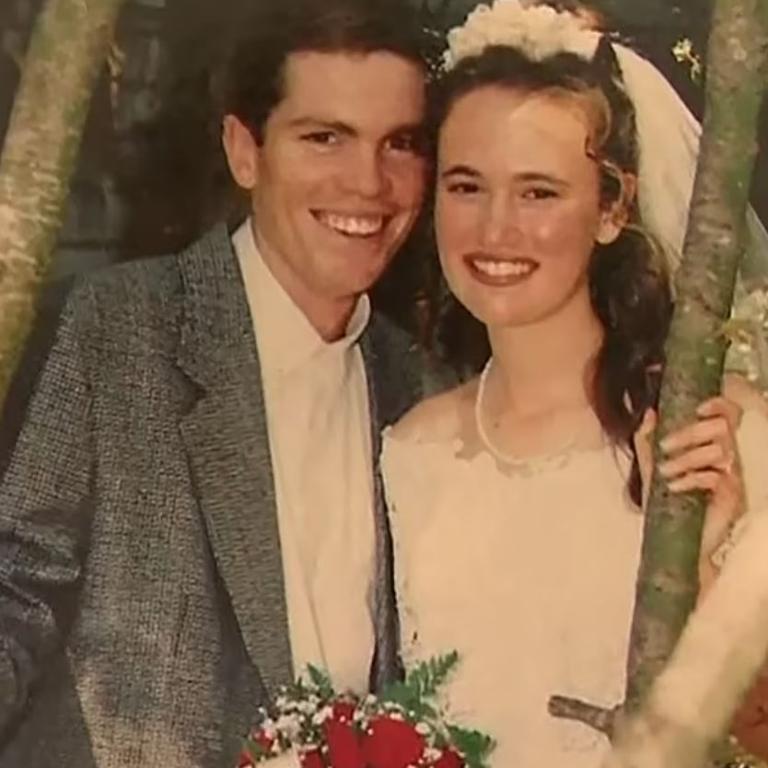 Nathaniel Train and Stacey Train on their wedding day in 1995. Picture: Channel 9