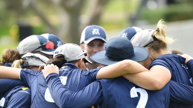 Victorian players are seen during the Women's National Cricket League (WNCL) One-Day match between New South Wales and Victoria at Park 25 in Adelaide, Tuesday, September 24, 2019. (AAP Image for Cricket Australia/David Mariuz) NO ARCHIVING, EDITORIAL USE ONLY, IMAGES TO BE USED FOR NEWS REPORTING PURPOSES ONLY, NO COMMERCIAL USE WHATSOEVER, NO USE IN BOOKS WITHOUT PRIOR WRITTEN CONSENT FROM AAP