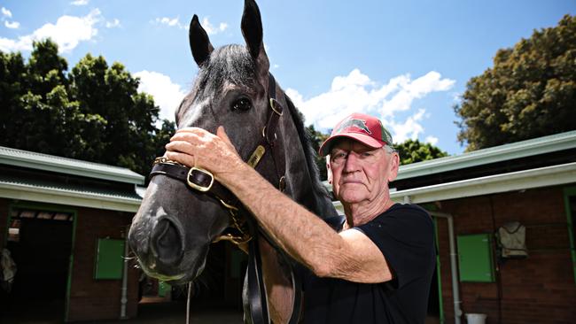 Veteran trainer Les Bridge with Classique Legend. Picture: Adam Yip