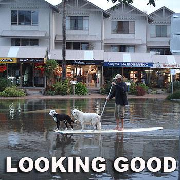 About 2000 sandbags are being put to the test tonight as Noosa prepares to face its river peak about 7pm. Emma Forsyth sent us this picture which was taken at 5.30pm this afternoon.