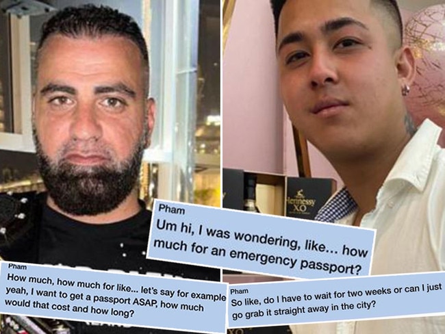 Excerpts from the urgent phone calls of “getaway driver” Andy Pham, right, after the underworld murder of Taha Sabbagh, left. Piuctures: Supplied