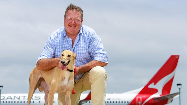 GRNSW CEO boss Rob Macaulay with Ginger at Sydney Airport. Picture: Justin Lloyd.