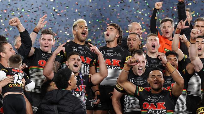 The Panthers celebrate. Picture: Cameron Spencer/Getty