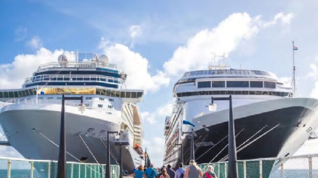 Examples of a cruise ship terminal in The Spit master plan.