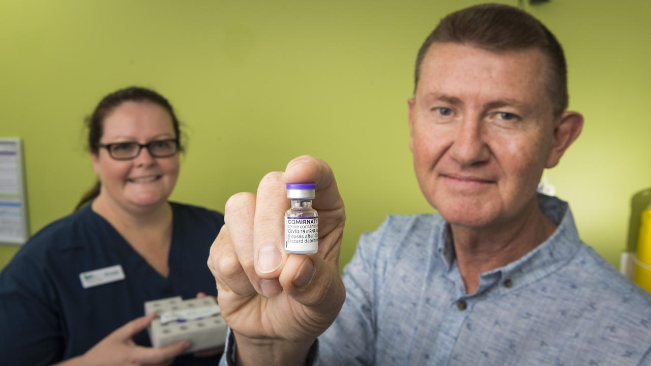 Medical assistant Wendy Whiteley and Dr Mark Bennett of Middle Ridge Family Practice encourage residents to get their Covid jab before the borders open. Picture: Kevin Farmer