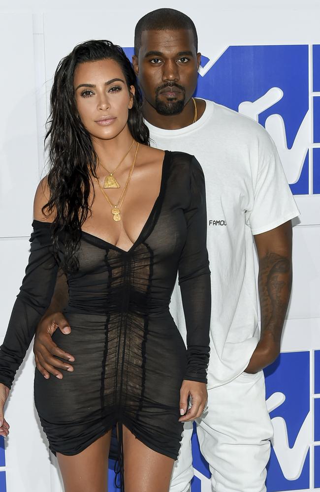 Kanye West with his wife Kim Kardashian West. Kanye also angered the twitter mob. Will it make him stronger. Picture: Evan Agostini