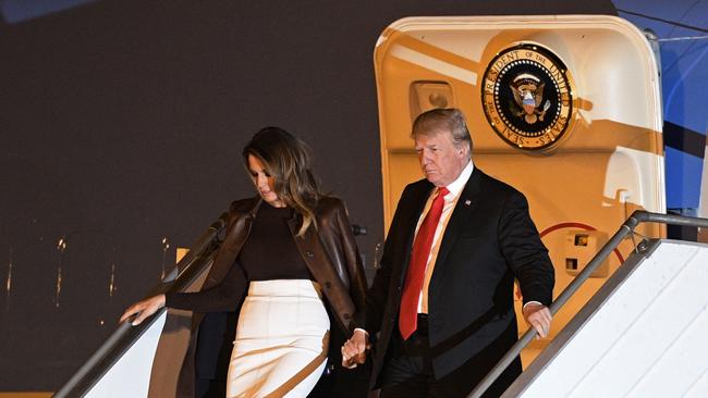 US President Donald Trump and US First Lady Melania Trump arrive in Buenos Aires on the eve of the G20 Leaders' Summit.