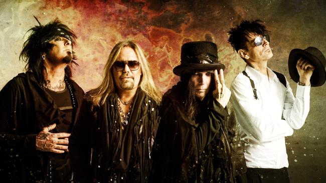 Hat’s all ... Motley Crue want to quit while they’re still on top. Picture: Supplied.