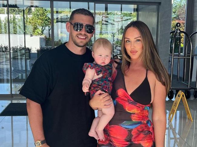 Charlotte Crosby with fiance Jake and their daughter Alba.