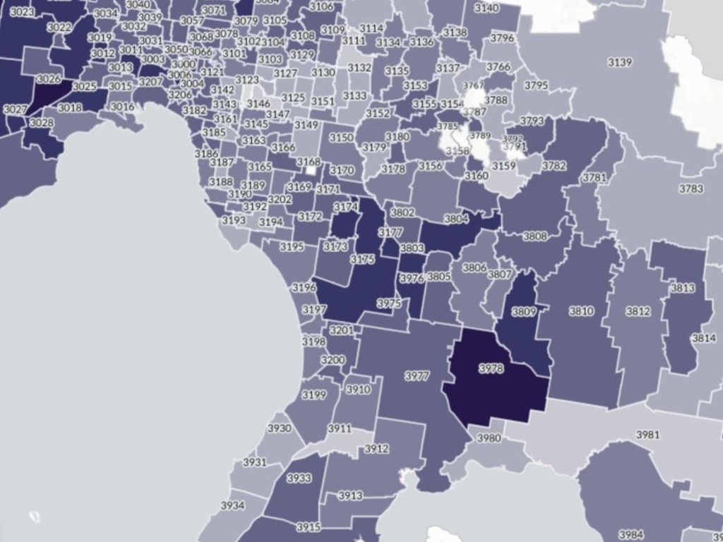 Covid-19 cases have been surging in Melbourne’s southeast postcodes. Picture: Department of Health