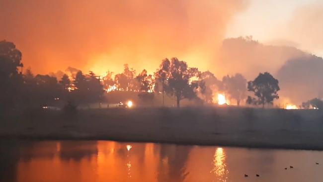 The fire covers the landscape at Stanthorpe. Photo: Glenda Riley