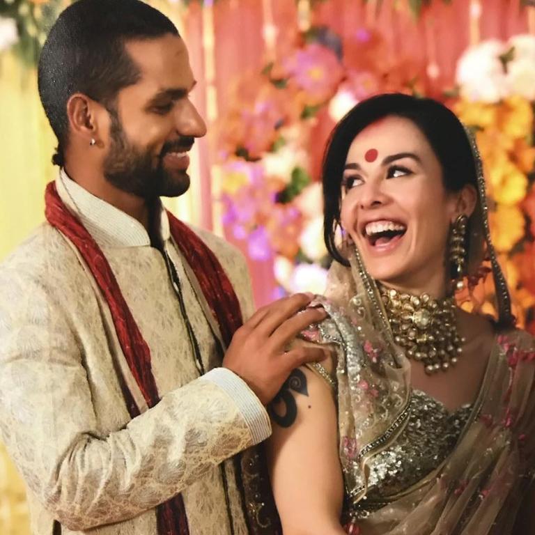 Indian cricketer Shikhar Dhawan with his wife Aesha Mukherjee. Picture: Instagram