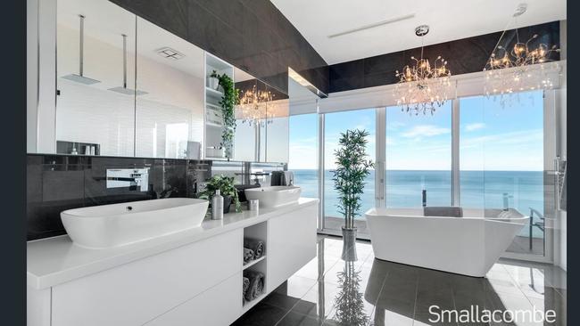 This house at 59A The Cove Road, Marino has impressive views even from the bathroom. Picture: realestate.com.au