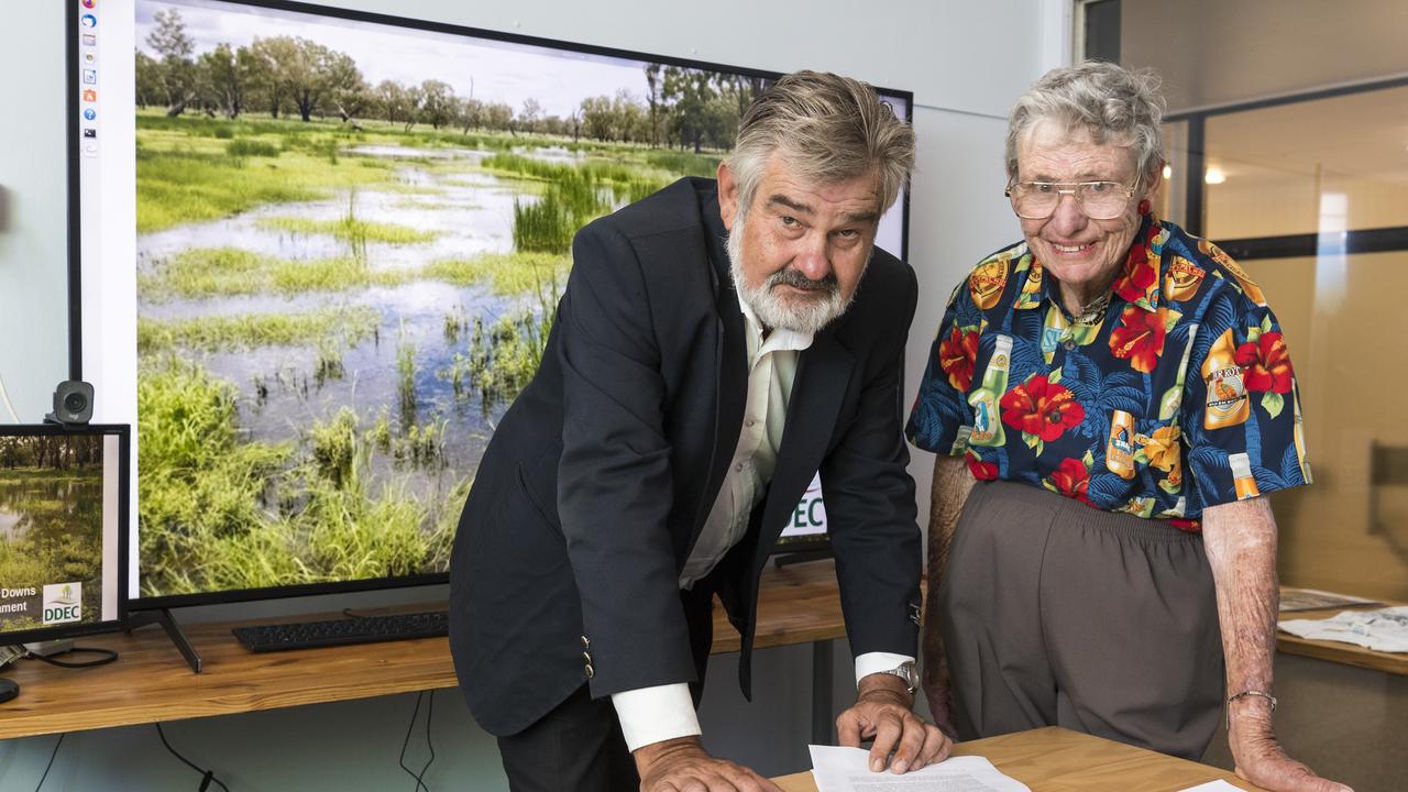 Oakey Coal Action Alliance secretary Paul King and president Aileen Harrison. The pair have been fighting New Acland Coal’s Stage 3 expansion for 10 years. Picture: Kevin Farmer