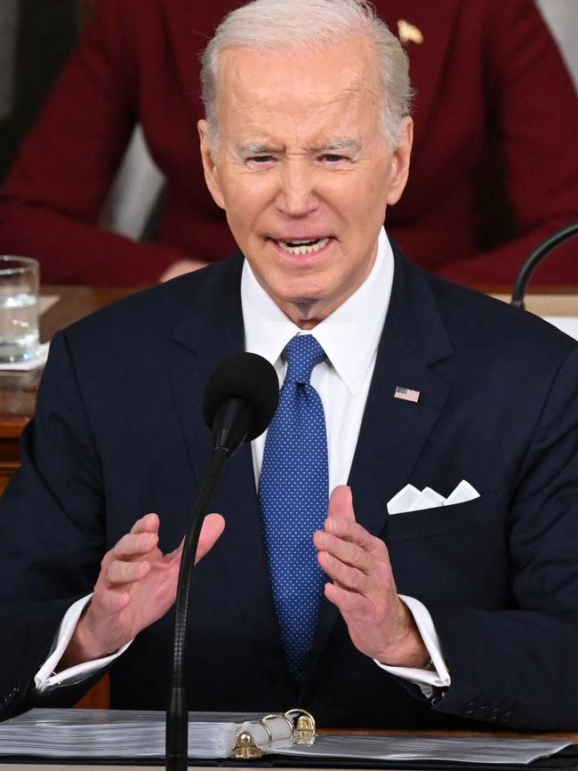 US President Joe Biden delivers the State of the Union address. Picture: AFP