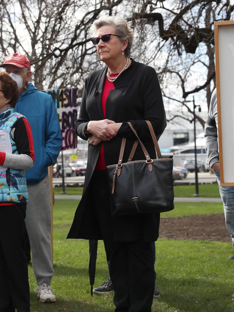 Barbara Etter. Supporters of Sue Neill-Fraser rally on parliament lawns marking 13 years since her arrest. Picture: Nikki Davis-Jones