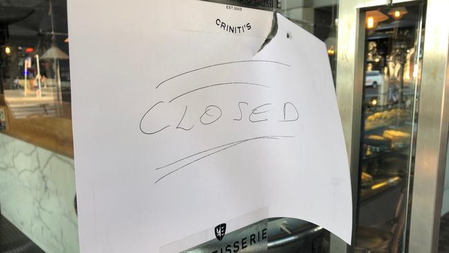 Criniti's restaurant Manly had a closed sign. Picture: Jim O'Rourke