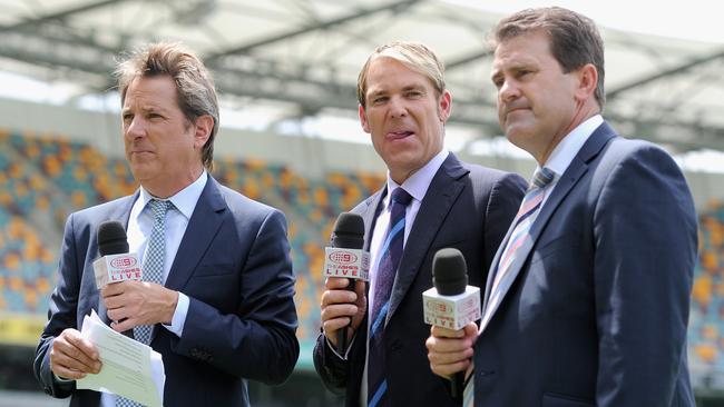 Warne was part of the Nine commentary team. Picture: Getty