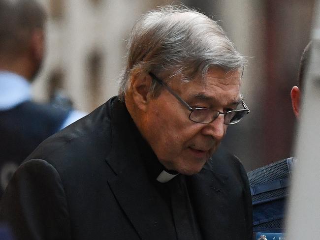 Cardinal George Pell leaves the Supreme Court of Victoria in Melbourne, Thursday, June 6, 2019. Pell is appealing his conviction for sexually abusing two boys in the 1990s. (AAP Image/Erik Anderson) NO ARCHIVING