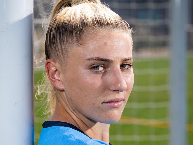 AAP - MANLY DAILYPortraits of Young Sydney FC player Remy Siemsen taken at Lionel Watts Oval in Frenchs Forest on 31st October 2019. Remy is preparing for the W-League season with the club. (AAP Image /Julian Andrews).