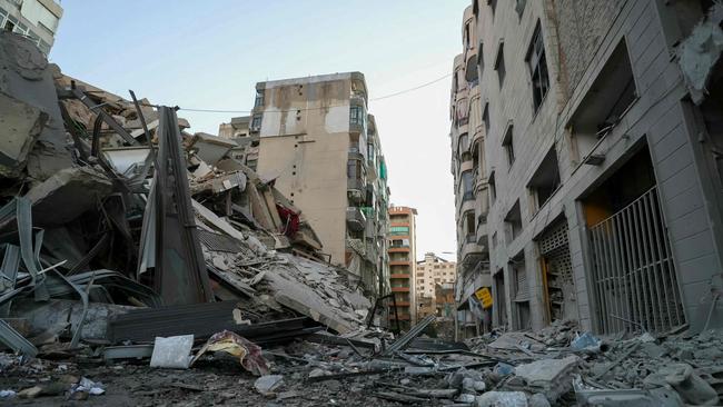 A branch of the Al-Qard Al-Hassan finance group is in ruins after an Israeli air strike. Picture: AFP.