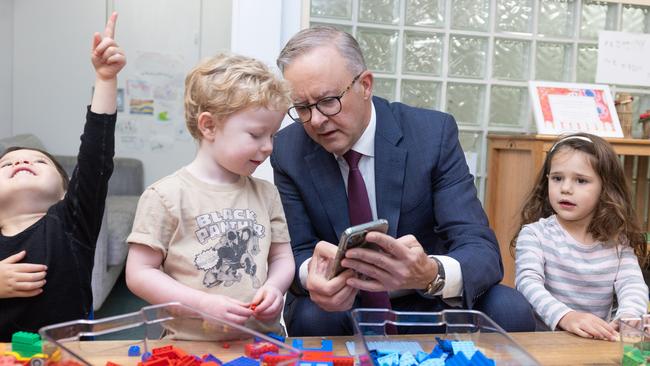 Prime Minister Anthony Albanese has tasked Early Childhood Minister and Social Services Minister Amanda Rishworth with overseeing the introduction of an universal early childhood system across Australia. Picture: Gary Ramage and Olivia Castrisson