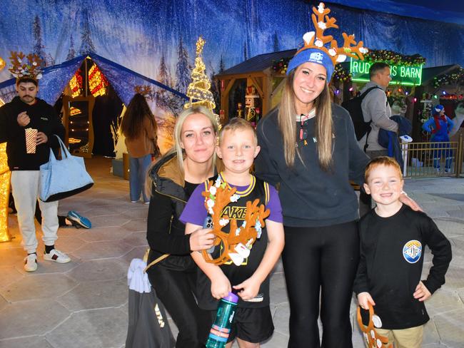 Kim Bruinsma, Ryder, Jess Bruinsma and Cooper at the Frosted: A Winter Spectacular experience - Narre Warren, 2024. Picture: Jack Colantuono