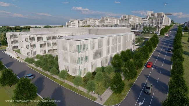 3D renderings of the propoed Toowoomba Hospital at the Baillie Henderson campus.