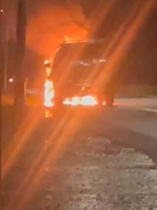 Mark Couch’s car burst into flames seconds after he escaped. Picture: 7News/Channel 7