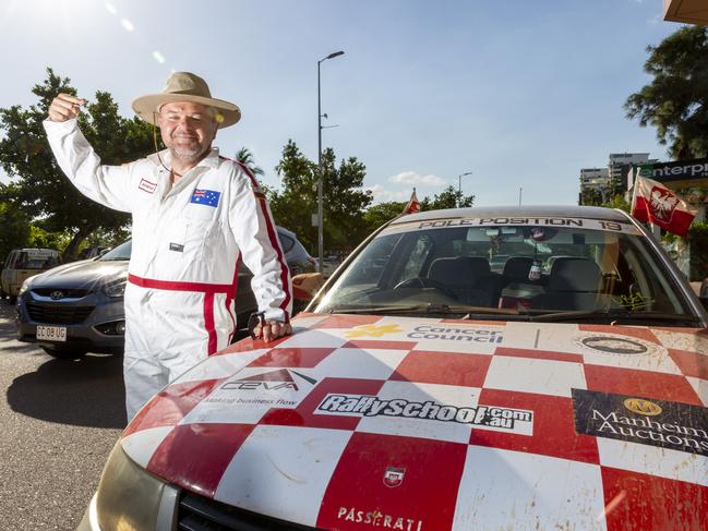 Born in Poland and now living in Gosford NSW, Dominik Giemza travelled 3342kms in his everyday car due to his shitbox breaking down two days prior to the event. He drove a VW Passat through the outback. Picture: Floss Adams.