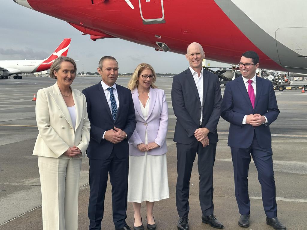 A historic agreement between Qantas and Perth Airport will see Australia’s second biggest airline hub outside of Sydney established in WA becoming the western gateway to Australia. Picture: Emma Kirk